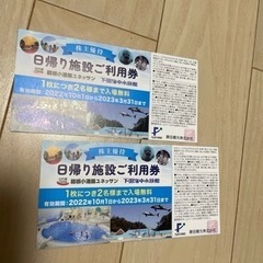 ユネッサン・下田海中水族館　2枚4名　株主優待券