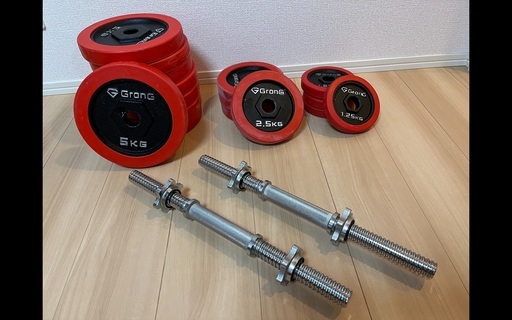 GronG(グロング) アイアンダンベル 60kg セット 片手30kg×2個 ラバー付き
