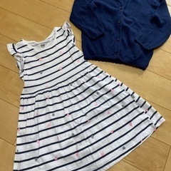 H&M  長袖カーディガン　ネイビー　90cm / ワンピース　...