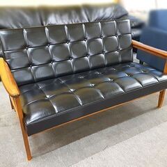 札幌【カリモク60 Kチェア 2シーター スタンダードブラック】W36143BW 本革 アームトップ ブナ材 karimoku 2人掛けソファ ソファー 本郷通店