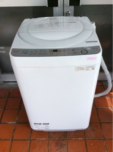 【値下げしました】シャープ SHARP 全自動洗濯機 2019年製　幅56.5cm(ボディ幅52.0cm) 7kg ステンレス穴なし槽 ホワイト系 ES-GE7C-W 2061