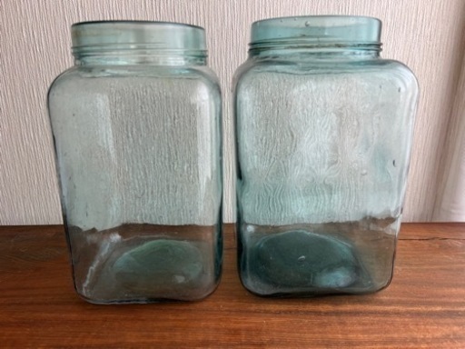 レトロ　海苔の瓶　気泡たくさん　ゆらぎガラス