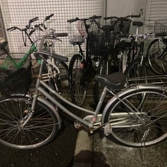 自転車、ママチャリ/シルバー
