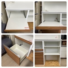 【超美品‼️】高級日本製♪ エスエークラフト 120cm幅キッチンボード 食器棚 収納家具 木目調ブラウン♪