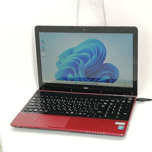 送料無料 保証付 赤色 15.6型 ノートパソコン NEC PC-LS150MSR レッド 中古良品 Celeron 4GB DVDRW 無線 Wi-Fi Webカメラ Windows11 Office