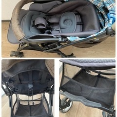 ☆A型ベビーカー ピジョン ランフィリノン ブラウン×水色チェック 取説