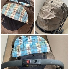 ☆A型ベビーカー ピジョン ランフィリノン ブラウン×水色チェック 取説