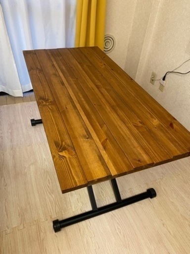 【値下げしました】木のリフティングテーブル/昇降テーブル 【ライトブラウン】 幅120cm スチール製脚