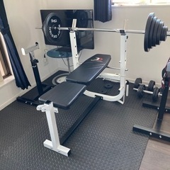 ベンチプレス／BODY DESIGN(ボディデザイン)ホームビルダーパック / ラバーバーベルセット100kg │ マシンセット トレーニングベンチ バーベル ダンベル ラバー