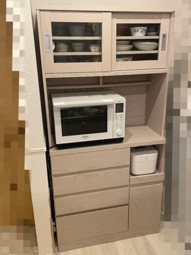 LOWYA [幅90] 食器棚 レンジ台 ハイタイプ コンセント付き 可動棚タイプ 選べる組合せキッチン収納セット