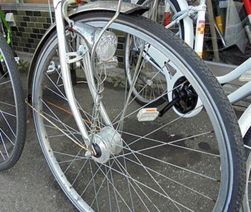 札幌白石区 27インチ 6段変速 自転車 シティサイクル ママチャリ シルバー 本郷通店