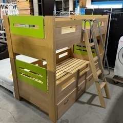 ✰︎激安!!✰︎ 2段ベッド 木製ベッドフレーム 収納付き!!