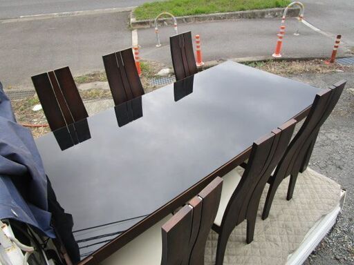 6人用 ガラス製 ダイニングテーブル椅子セット