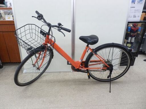 自転車 26インチ オレンジ 6段変速 アサヒ ファストライド カゴ