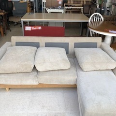 【コーデュロイ ソファ ライトグレー  オットマン】