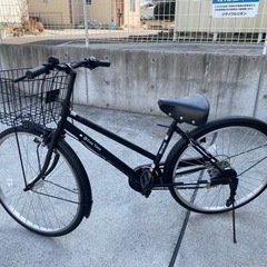 マルイシ 26インチ 6段変速 オートライト 学生 通勤通学 自転車 マットブラック 中古 