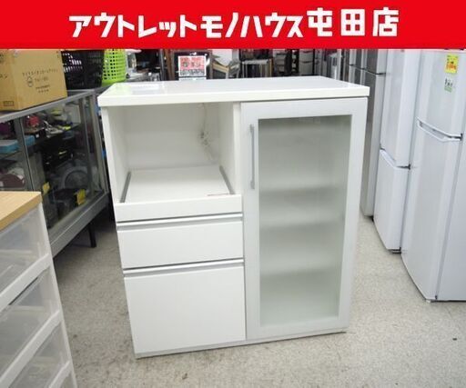 ミドルレンジボード ホワイト 白エナメル キッチンボード 食器棚 キッチンカウンター  ☆ 札幌市 北区 屯田