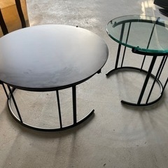 ◎【日本フクラ】高級家具 円形リビングテーブル TMRC ガラス/ウッド