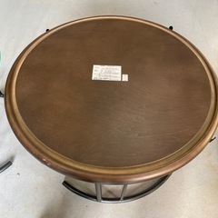 ◎【日本フクラ】高級家具 円形リビングテーブル TMRC ガラス/ウッド