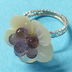 シェルに抱かれて アメジストリング K18WG製