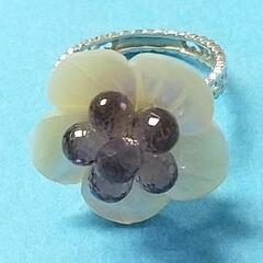 シェルに抱かれて アメジストリング K18WG製