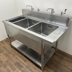 業務用 ステンレス 2槽シンク流し台 蛇口付き 店舗 飲食店