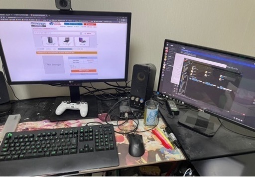 L型コーナーデスク ガラス パソコンデスク ブラック 黒　中古