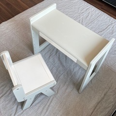 キッズデスク椅子セット 幼児学習机 木製 リビング学習 グレーホワイト