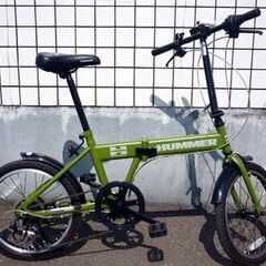 ☆HUMMER 折りたたみ式自転車 18インチ 6段切替 ハマー グリーン 通勤用 通学用 6段変速 ライト付き 反射板付き ベル付き 札幌 北20条店 ☆HUMMER 折りたたみ式自転車 18インチ 6段切替 ハマー グリーン 通勤