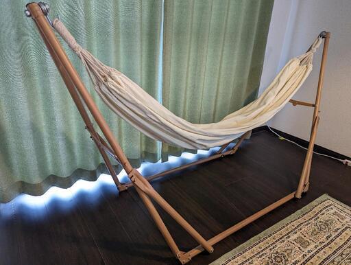 ハンモック　3way　木目　物干し台　美品