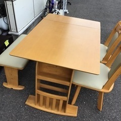 ●販売終了●食卓セット　4人掛け　バタフライテーブル　回転椅子2...