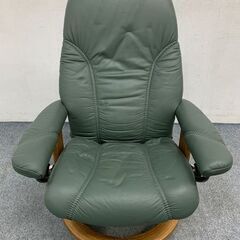 EKORNES/エコーネス ストレスレスチェア ノルウェー リクライニング 本革 ソファ オットマン グリーン 中古家具 店頭引取歓迎 R7031)