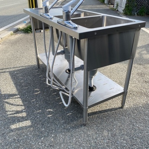 ☆中古品 2槽シンク 1300x550x800 厨房 厨房機器☆