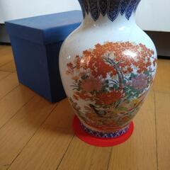 花瓶　染錦　８号　紅葉金鳥　陶器