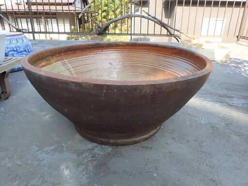 特大  睡蓮鉢 メダカ鉢 金魚鉢 陶器  手水鉢 めだか鉢 信楽焼？Φ72cm 23号？