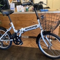 後輪チューブ新品！】6段変速 20インチ折りたたみ自転車 ホワイト