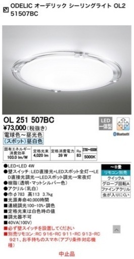 【10％OFF】 オーデリック　ODELIC LED 507BC シーリングライトOL251 照明器具