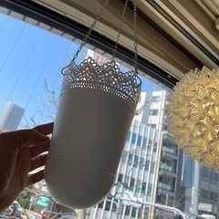 【IKEA】吊り鉢カバー☆ホワイト☆レース模様