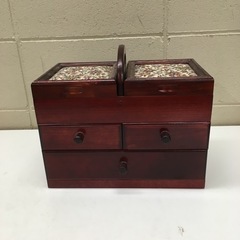 【4-2】木製　ソーイングボックス　裁縫箱　小物入