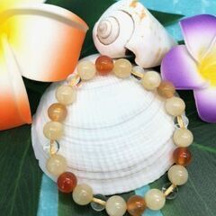 アラゴナイト•カーネリアン•水晶 ブレスレット