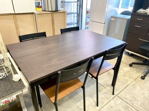 IKEA VANGSTA 伸長式 ダイニングテーブル サンドスベリ チェアセット 4〜6人 中古