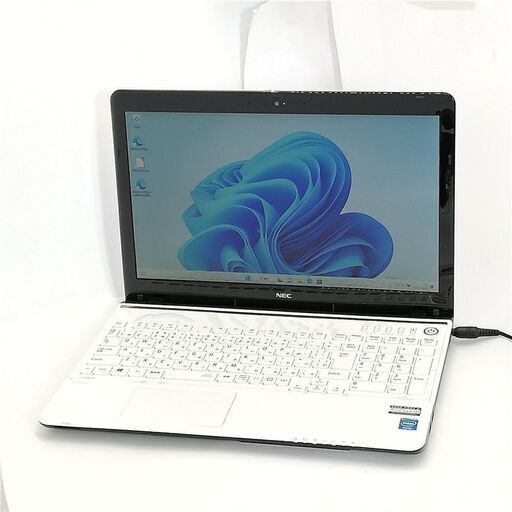 15.6型 ホワイト ノートパソコン NEC PC-LS150RSW 中古美品 Celeron 4GB DVDRW 無線 Bluetooth Webカメラ Win11 Office