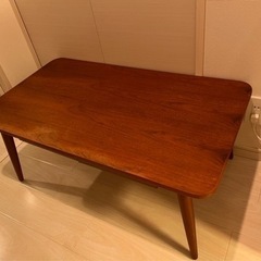 【無料】引き出し付きローテーブル(幅90cm)天然木ブラウン