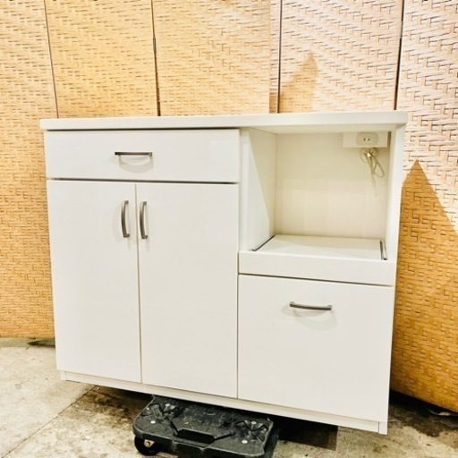 ニトリ　NITORI コパン　100CT WH キッチンカウンター　キッチン収納　食器棚　カップボード　レンジボード　棚　キッチンラック　作業台　スライドレール
