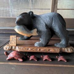 昭和レトロ  木彫りの熊+木彫りの亀