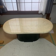 楕円形　大理石調　リビングテーブル