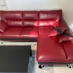 [商談中] ニトリ3人掛けカウチソファ　テーブルセット