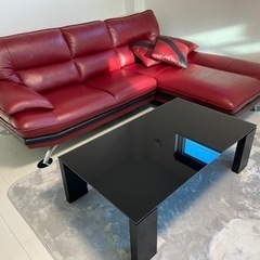 [商談中] ニトリ3人掛けカウチソファ　テーブルセット