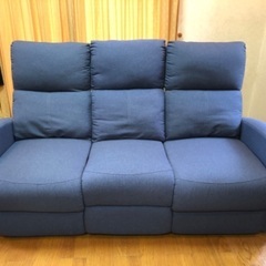 電動リクライニングソファー 布製3人掛け