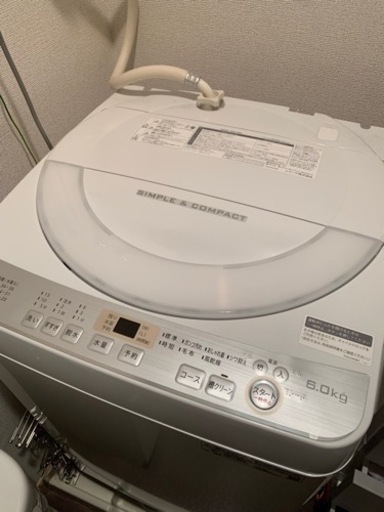 シャープ2019年製洗濯機　ES-GE6C-Ｗ